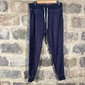 Boden Jogger Pants Woman's 8 Blue Side Stripe Crushed‎ Velvet Athleisure